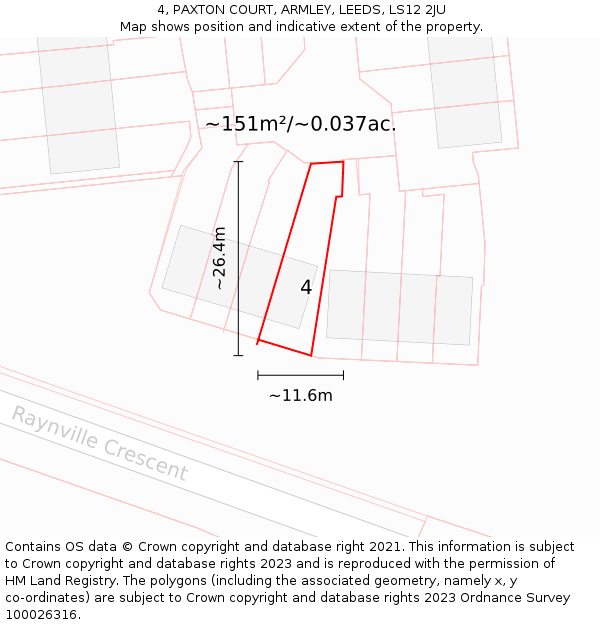 4, PAXTON COURT, ARMLEY, LEEDS, LS12 2JU: Plot and title map