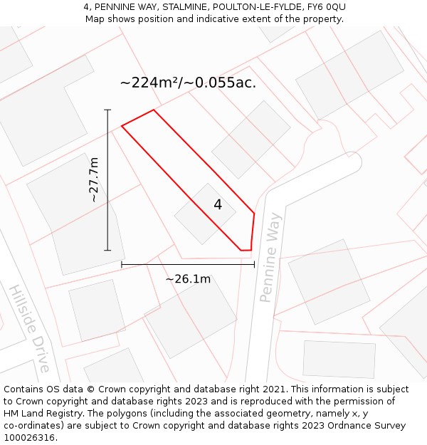 4, PENNINE WAY, STALMINE, POULTON-LE-FYLDE, FY6 0QU: Plot and title map