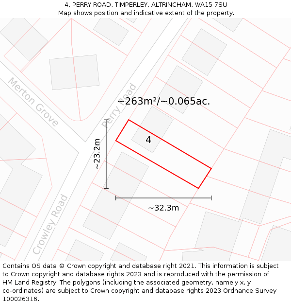 4, PERRY ROAD, TIMPERLEY, ALTRINCHAM, WA15 7SU: Plot and title map