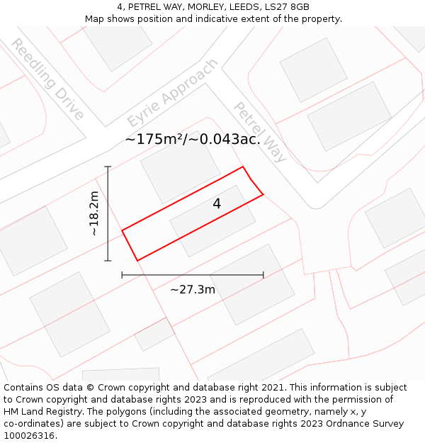 4, PETREL WAY, MORLEY, LEEDS, LS27 8GB: Plot and title map