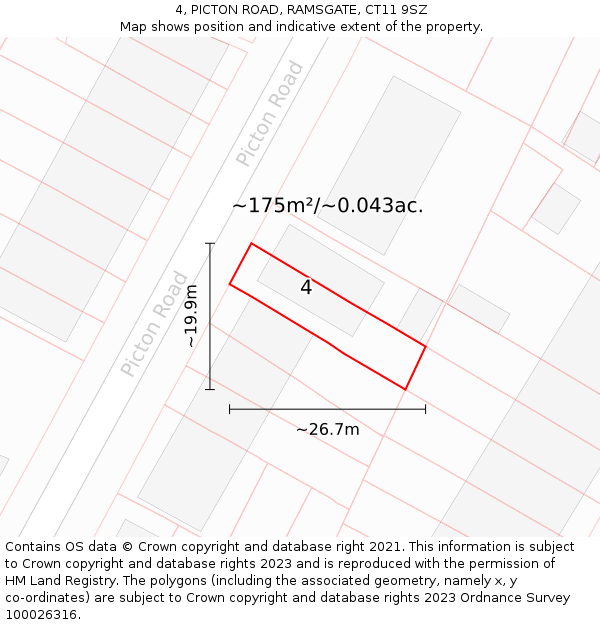 4, PICTON ROAD, RAMSGATE, CT11 9SZ: Plot and title map