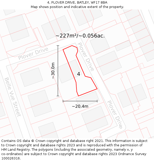 4, PLOVER DRIVE, BATLEY, WF17 8BA: Plot and title map