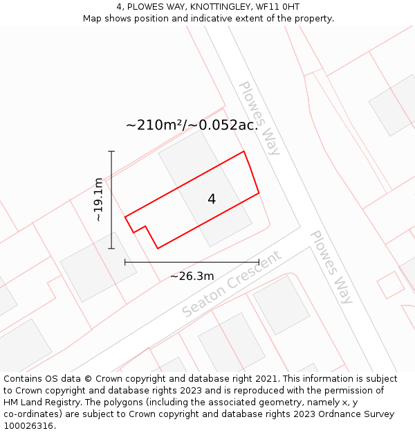 4, PLOWES WAY, KNOTTINGLEY, WF11 0HT: Plot and title map