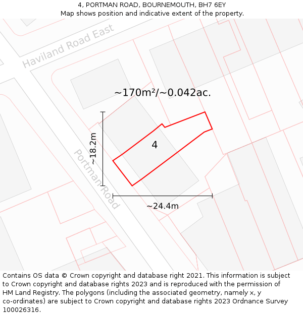 4, PORTMAN ROAD, BOURNEMOUTH, BH7 6EY: Plot and title map