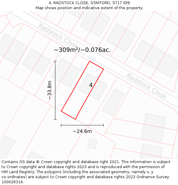 4, RADSTOCK CLOSE, STAFFORD, ST17 0PE: Plot and title map