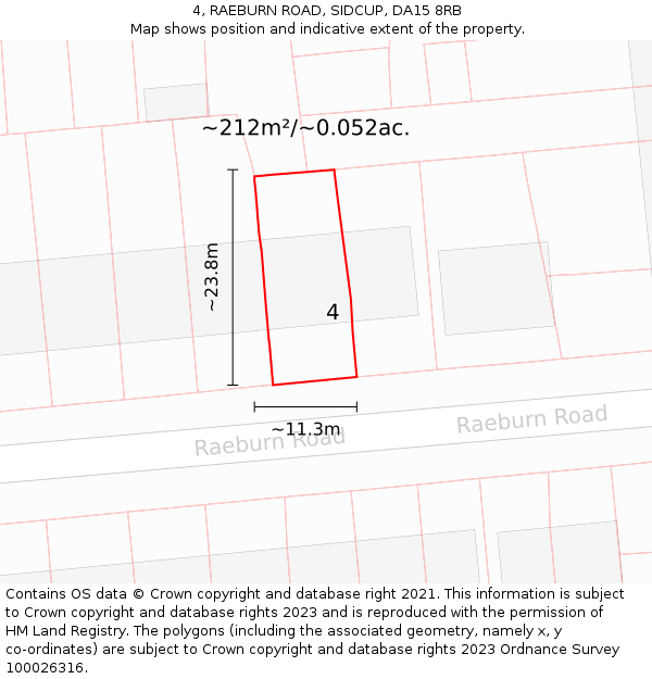 4, RAEBURN ROAD, SIDCUP, DA15 8RB: Plot and title map