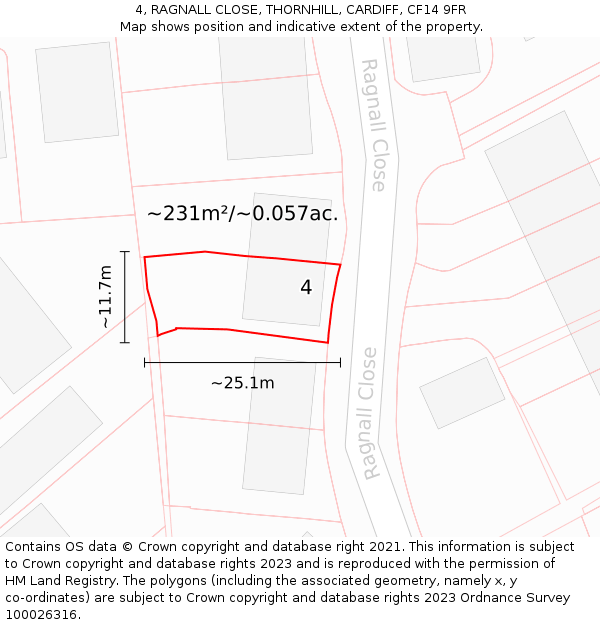 4, RAGNALL CLOSE, THORNHILL, CARDIFF, CF14 9FR: Plot and title map