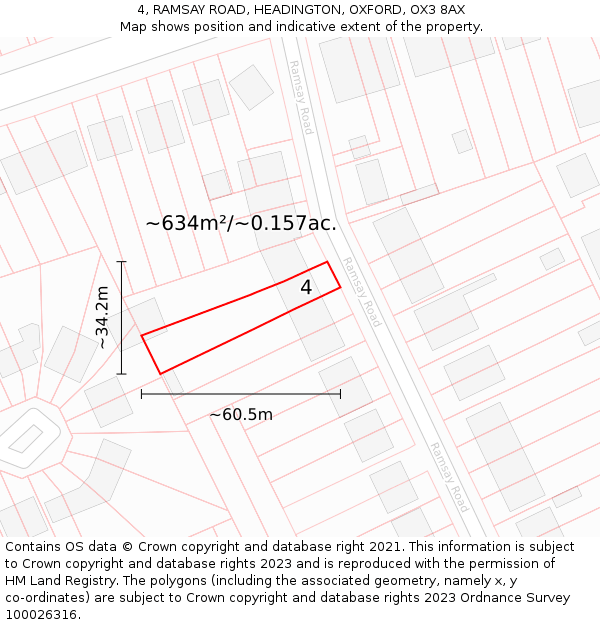 4, RAMSAY ROAD, HEADINGTON, OXFORD, OX3 8AX: Plot and title map