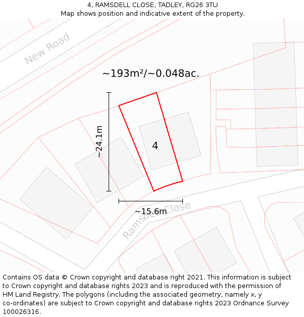 4, RAMSDELL CLOSE, TADLEY, RG26 3TU: Plot and title map