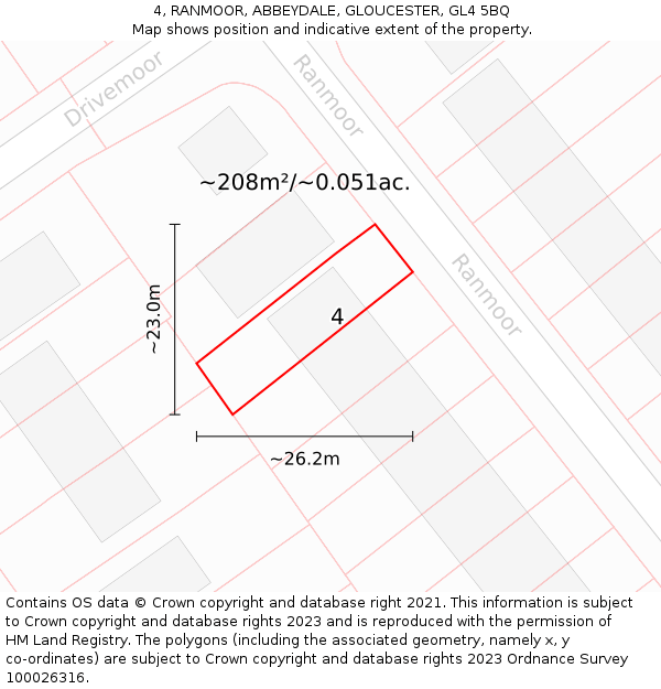 4, RANMOOR, ABBEYDALE, GLOUCESTER, GL4 5BQ: Plot and title map