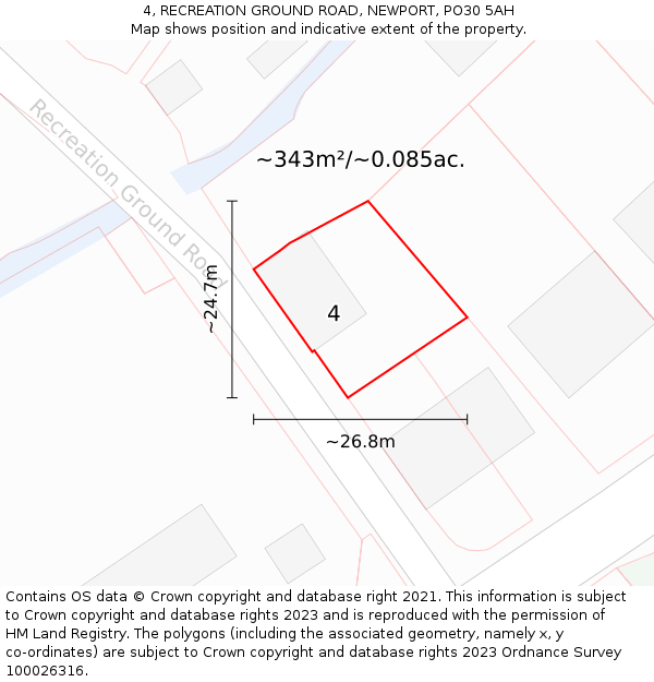 4, RECREATION GROUND ROAD, NEWPORT, PO30 5AH: Plot and title map