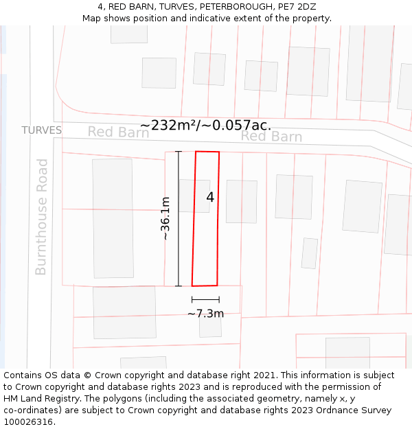 4, RED BARN, TURVES, PETERBOROUGH, PE7 2DZ: Plot and title map