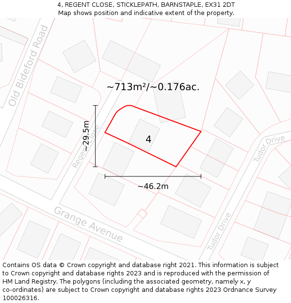 4, REGENT CLOSE, STICKLEPATH, BARNSTAPLE, EX31 2DT: Plot and title map