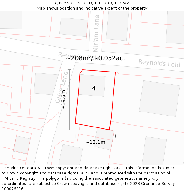 4, REYNOLDS FOLD, TELFORD, TF3 5GS: Plot and title map