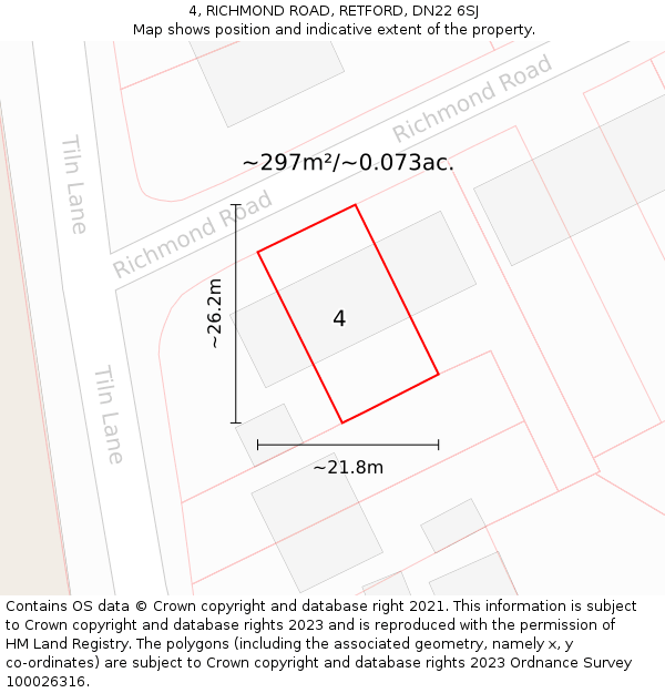 4, RICHMOND ROAD, RETFORD, DN22 6SJ: Plot and title map