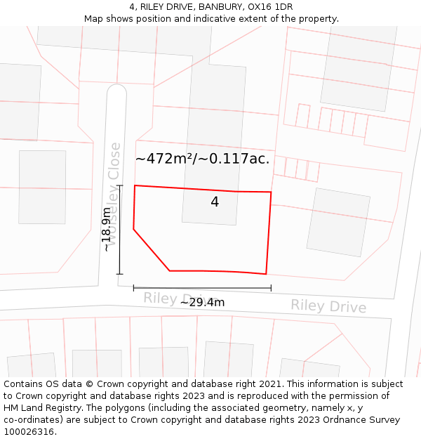 4, RILEY DRIVE, BANBURY, OX16 1DR: Plot and title map