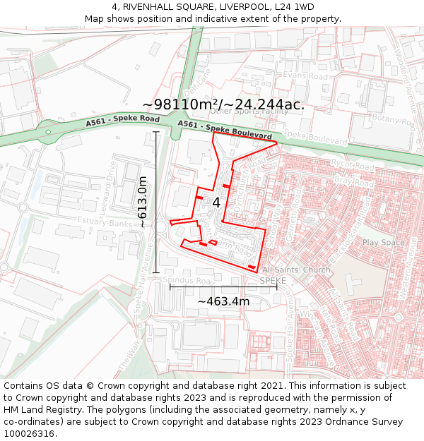 4, RIVENHALL SQUARE, LIVERPOOL, L24 1WD: Plot and title map