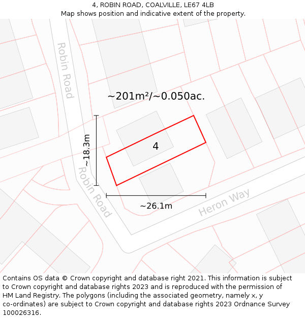 4, ROBIN ROAD, COALVILLE, LE67 4LB: Plot and title map