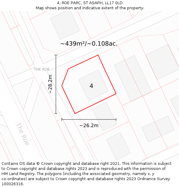 4, ROE PARC, ST ASAPH, LL17 0LD: Plot and title map