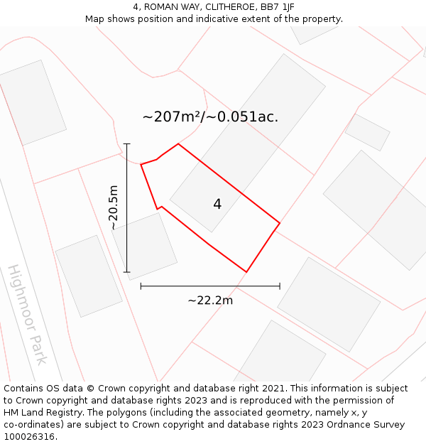 4, ROMAN WAY, CLITHEROE, BB7 1JF: Plot and title map