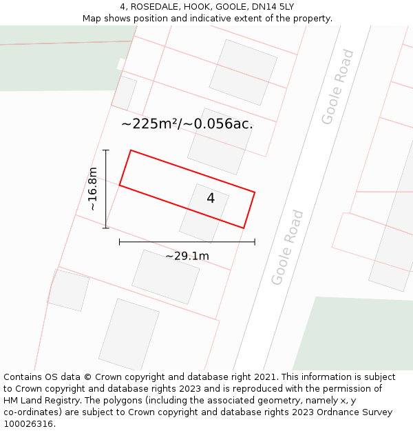 4, ROSEDALE, HOOK, GOOLE, DN14 5LY: Plot and title map