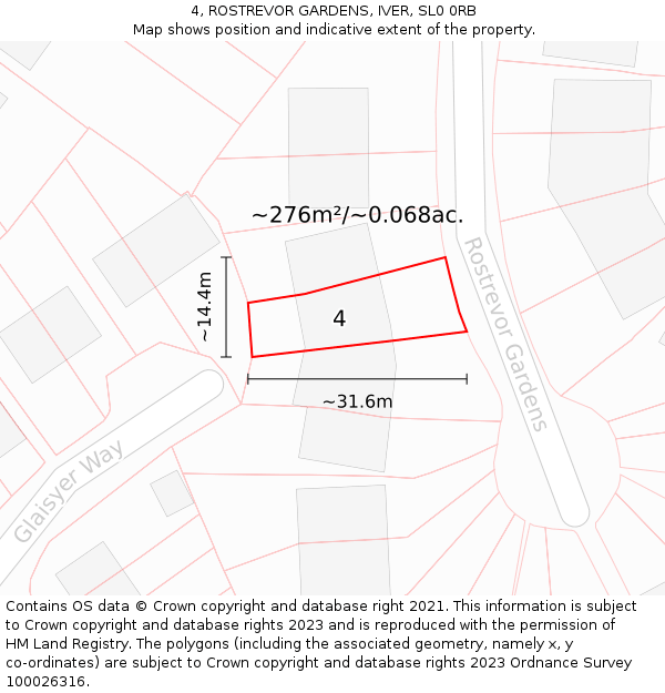 4, ROSTREVOR GARDENS, IVER, SL0 0RB: Plot and title map