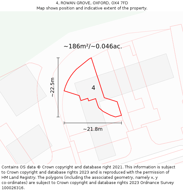 4, ROWAN GROVE, OXFORD, OX4 7FD: Plot and title map