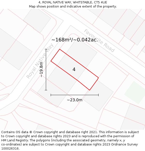 4, ROYAL NATIVE WAY, WHITSTABLE, CT5 4UE: Plot and title map