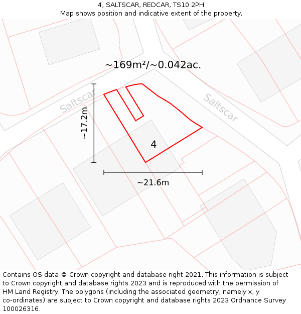 4, SALTSCAR, REDCAR, TS10 2PH: Plot and title map