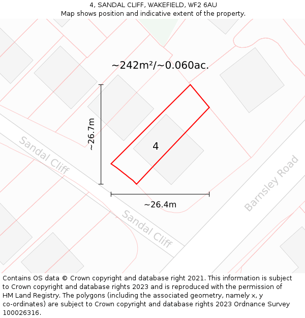 4, SANDAL CLIFF, WAKEFIELD, WF2 6AU: Plot and title map