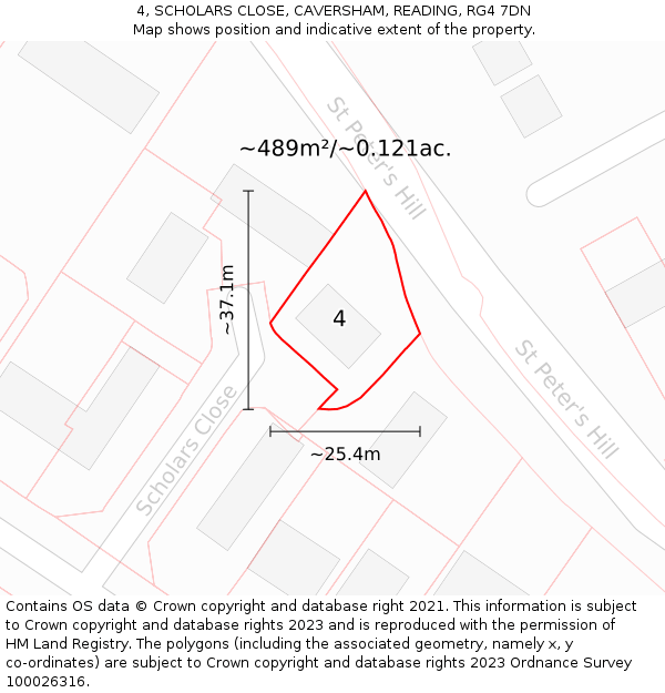 4, SCHOLARS CLOSE, CAVERSHAM, READING, RG4 7DN: Plot and title map