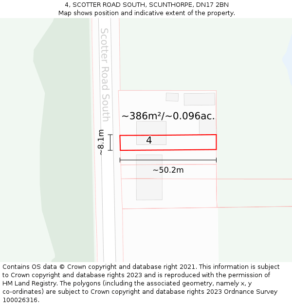 4, SCOTTER ROAD SOUTH, SCUNTHORPE, DN17 2BN: Plot and title map