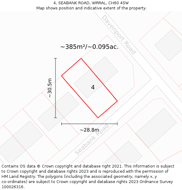 4, SEABANK ROAD, WIRRAL, CH60 4SW: Plot and title map