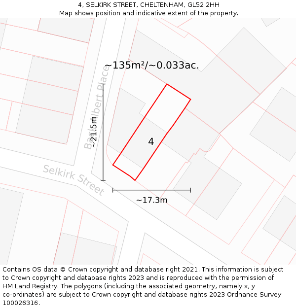 4, SELKIRK STREET, CHELTENHAM, GL52 2HH: Plot and title map