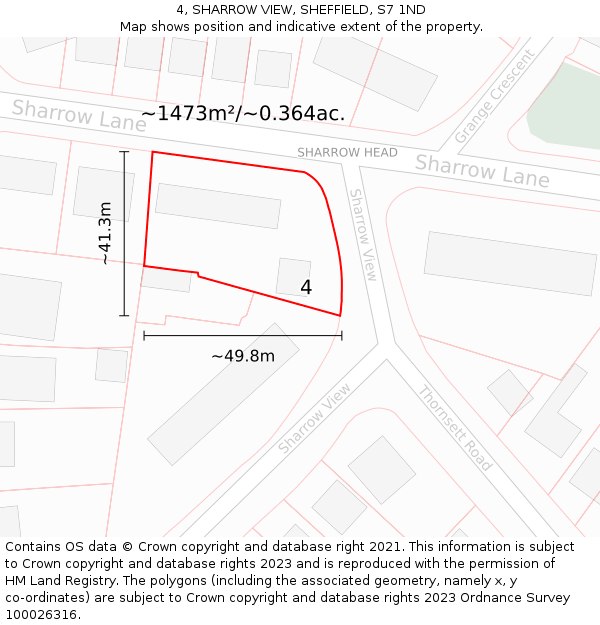 4, SHARROW VIEW, SHEFFIELD, S7 1ND: Plot and title map