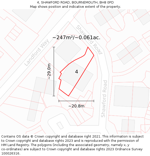 4, SHAWFORD ROAD, BOURNEMOUTH, BH8 0PD: Plot and title map