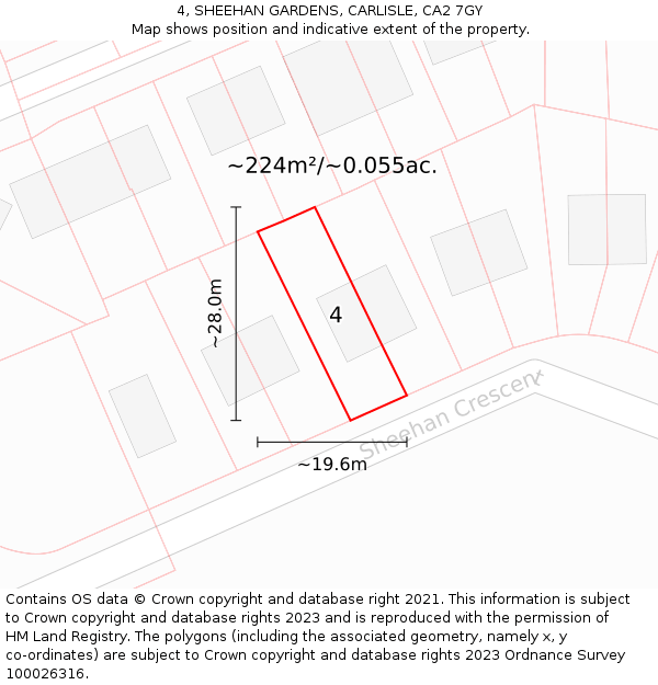 4, SHEEHAN GARDENS, CARLISLE, CA2 7GY: Plot and title map