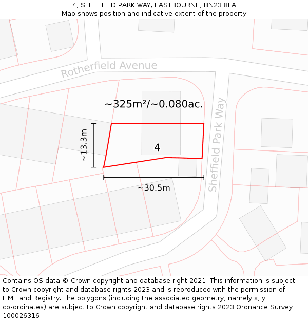 4, SHEFFIELD PARK WAY, EASTBOURNE, BN23 8LA: Plot and title map