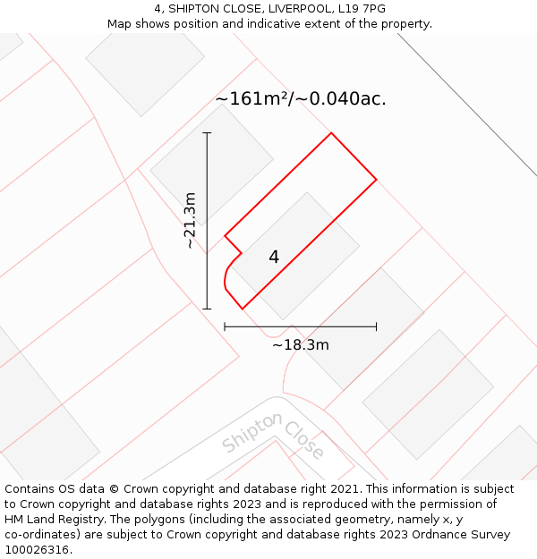 4, SHIPTON CLOSE, LIVERPOOL, L19 7PG: Plot and title map