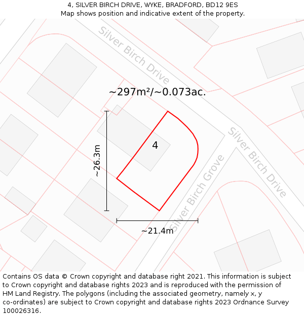 4, SILVER BIRCH DRIVE, WYKE, BRADFORD, BD12 9ES: Plot and title map