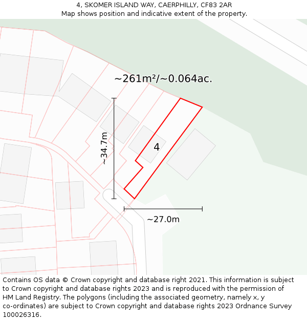 4, SKOMER ISLAND WAY, CAERPHILLY, CF83 2AR: Plot and title map