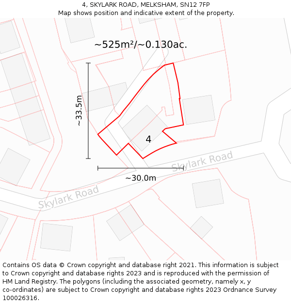 4, SKYLARK ROAD, MELKSHAM, SN12 7FP: Plot and title map