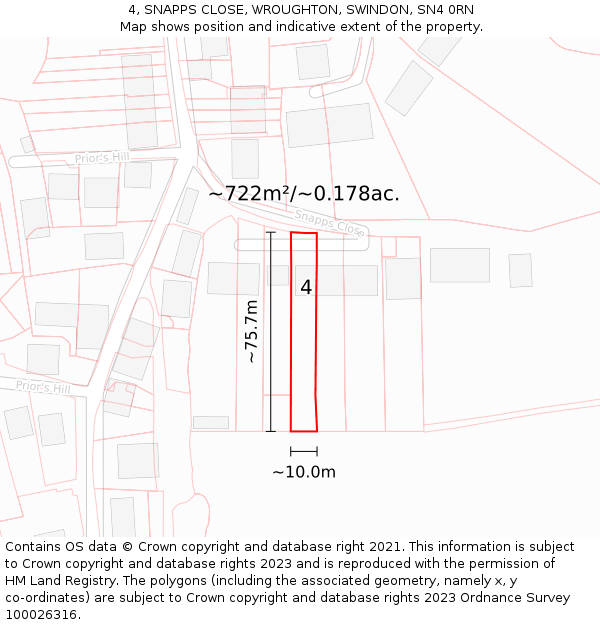 4, SNAPPS CLOSE, WROUGHTON, SWINDON, SN4 0RN: Plot and title map