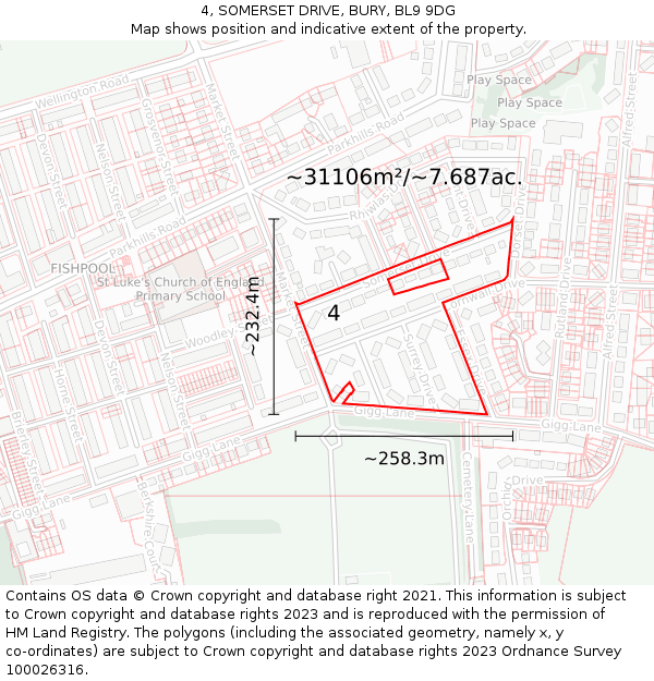 4, SOMERSET DRIVE, BURY, BL9 9DG: Plot and title map