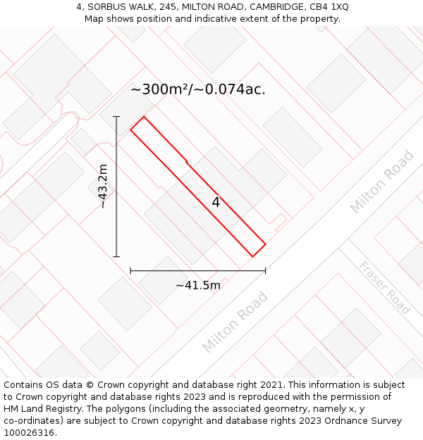 4, SORBUS WALK, 245, MILTON ROAD, CAMBRIDGE, CB4 1XQ: Plot and title map