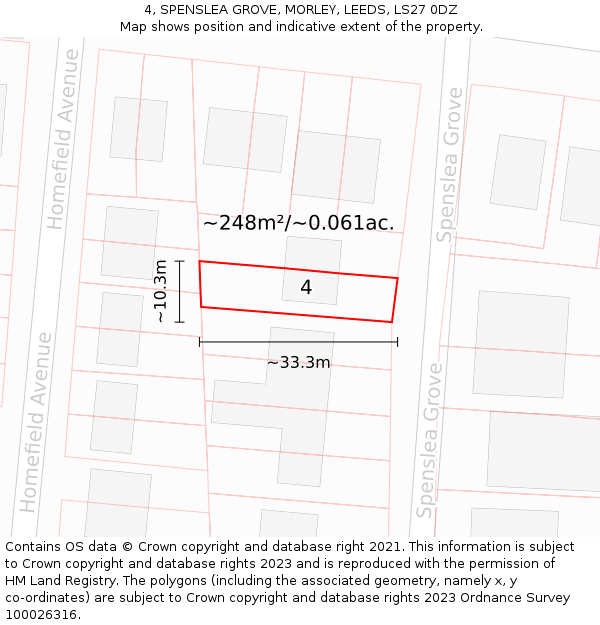 4, SPENSLEA GROVE, MORLEY, LEEDS, LS27 0DZ: Plot and title map