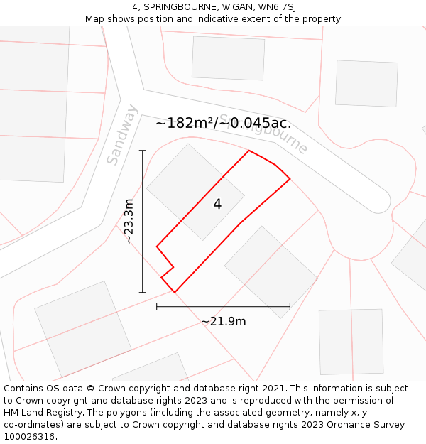 4, SPRINGBOURNE, WIGAN, WN6 7SJ: Plot and title map