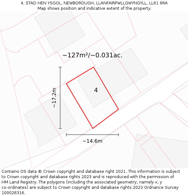 4, STAD HEN YSGOL, NEWBOROUGH, LLANFAIRPWLLGWYNGYLL, LL61 6RA: Plot and title map