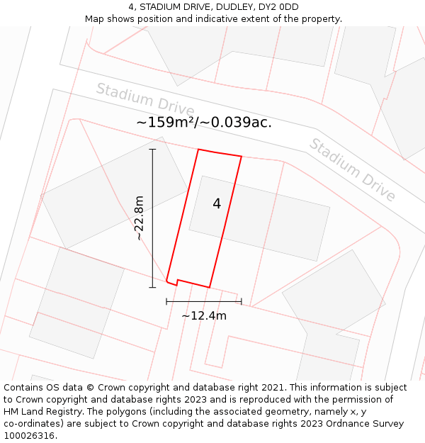 4, STADIUM DRIVE, DUDLEY, DY2 0DD: Plot and title map