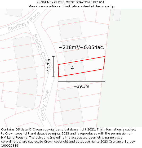 4, STAINBY CLOSE, WEST DRAYTON, UB7 9NH: Plot and title map